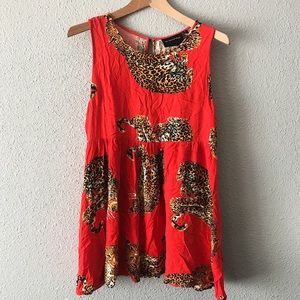 MINKPINK Leopard Print Sleeveless Tunic Top